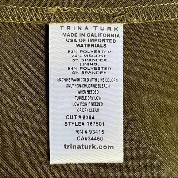 NWOT Trina Turk Vibrant Olive Green High Waisted Side Zip Flared Pants size 6 - Picture 12 of 13